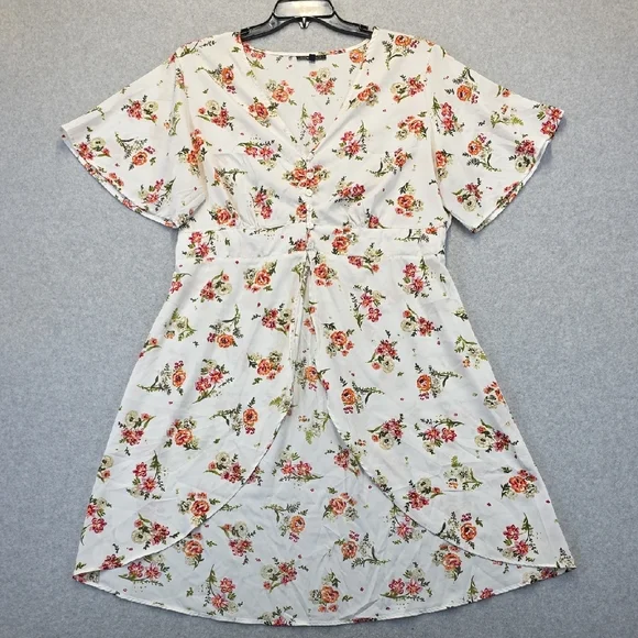 New Glory Plus Size Floral Tunic Top 2X White Button Front Boho - Picture 2 of 13